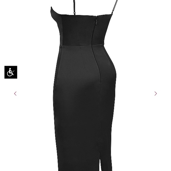 House of CB Anais Black Satin Pointed Corset Midi Dress - Picture 6 of 10